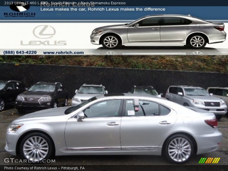 Liquid Platinum / Black/Shimamoku Espresso 2013 Lexus LS 460 L AWD