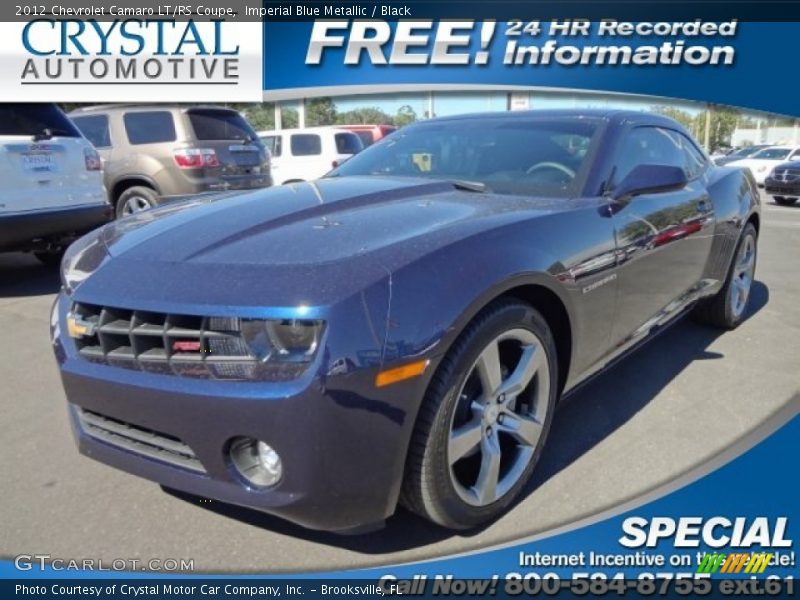 Imperial Blue Metallic / Black 2012 Chevrolet Camaro LT/RS Coupe