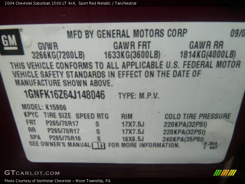 Sport Red Metallic / Tan/Neutral 2004 Chevrolet Suburban 1500 LT 4x4