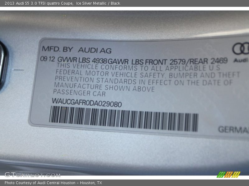 Ice Silver Metallic / Black 2013 Audi S5 3.0 TFSI quattro Coupe