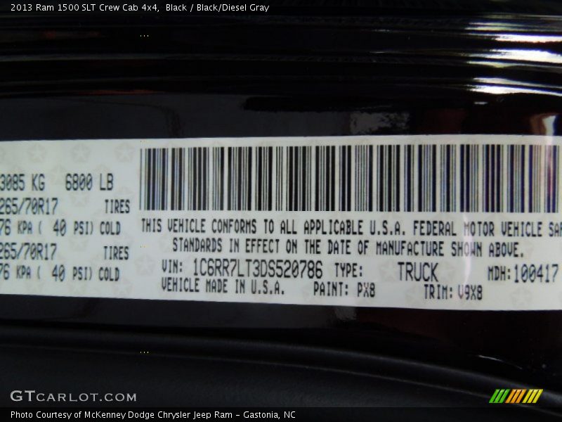 Black / Black/Diesel Gray 2013 Ram 1500 SLT Crew Cab 4x4