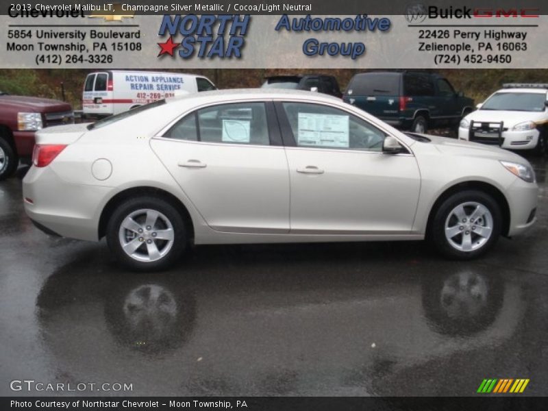 Champagne Silver Metallic / Cocoa/Light Neutral 2013 Chevrolet Malibu LT
