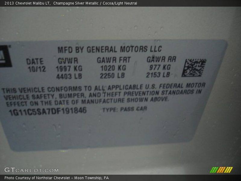 Champagne Silver Metallic / Cocoa/Light Neutral 2013 Chevrolet Malibu LT