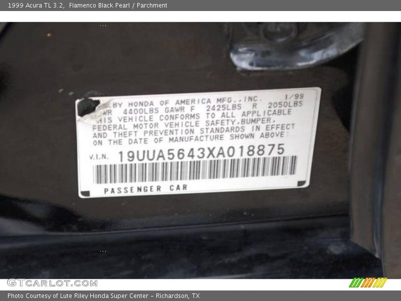 Flamenco Black Pearl / Parchment 1999 Acura TL 3.2