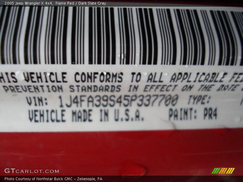 Flame Red / Dark Slate Gray 2005 Jeep Wrangler X 4x4