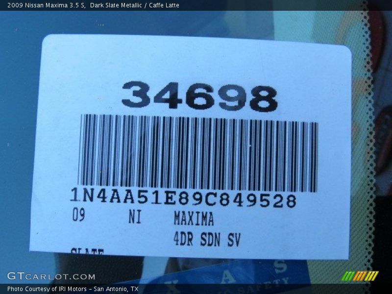Dark Slate Metallic / Caffe Latte 2009 Nissan Maxima 3.5 S