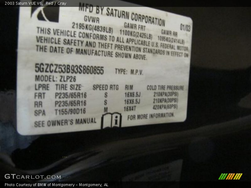 Red / Gray 2003 Saturn VUE V6