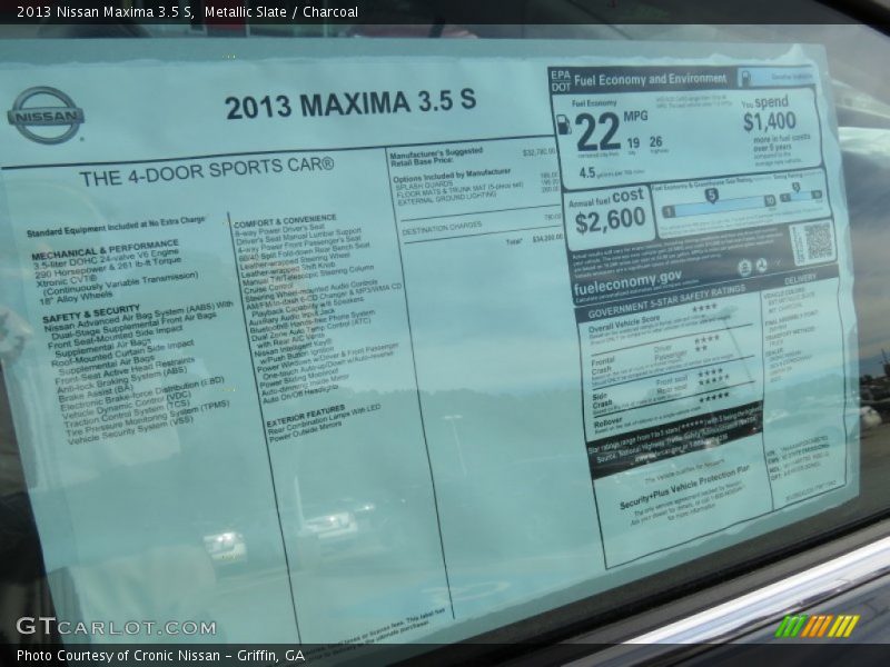 Metallic Slate / Charcoal 2013 Nissan Maxima 3.5 S