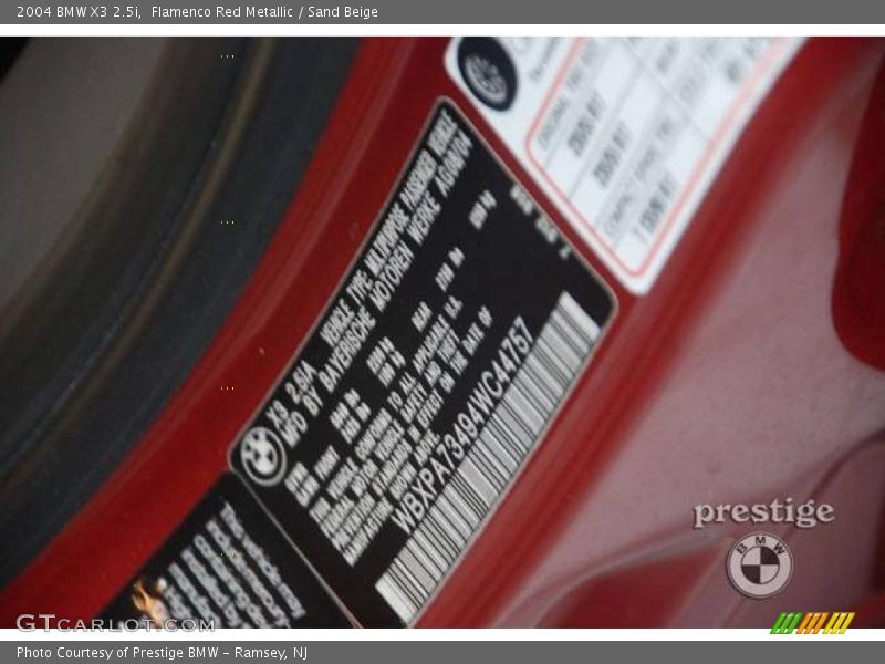 Flamenco Red Metallic / Sand Beige 2004 BMW X3 2.5i