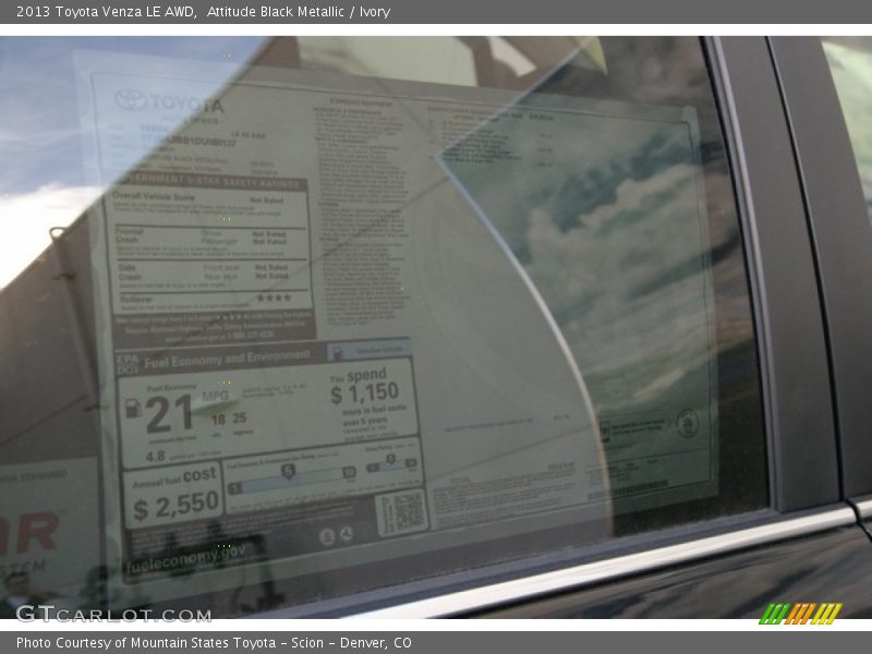 Attitude Black Metallic / Ivory 2013 Toyota Venza LE AWD
