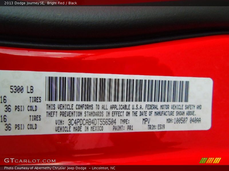 Bright Red / Black 2013 Dodge Journey SE