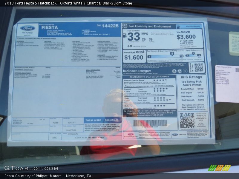  2013 Fiesta S Hatchback Window Sticker