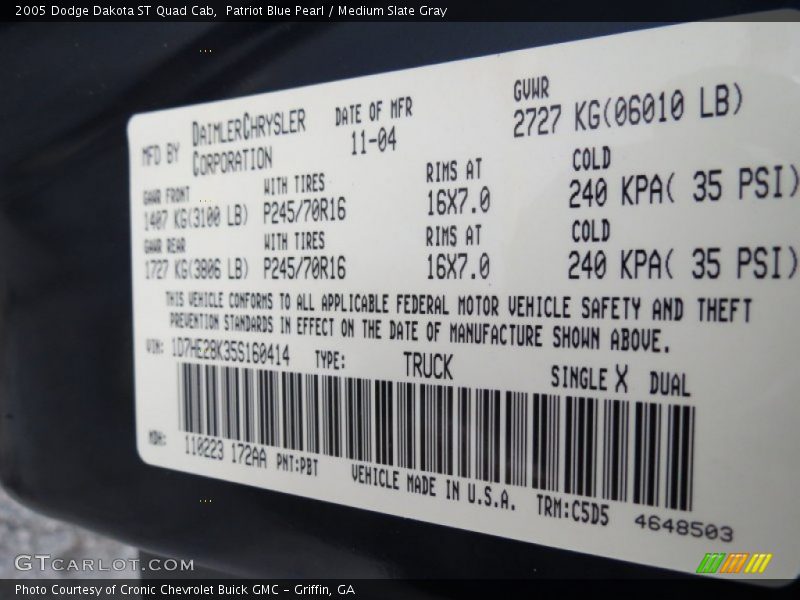 Patriot Blue Pearl / Medium Slate Gray 2005 Dodge Dakota ST Quad Cab