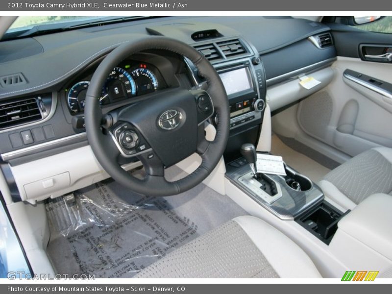 Clearwater Blue Metallic / Ash 2012 Toyota Camry Hybrid XLE