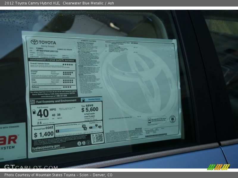 Clearwater Blue Metallic / Ash 2012 Toyota Camry Hybrid XLE