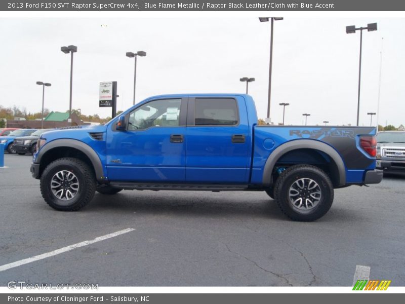 Blue Flame Metallic / Raptor Black Leather/Cloth with Blue Accent 2013 Ford F150 SVT Raptor SuperCrew 4x4