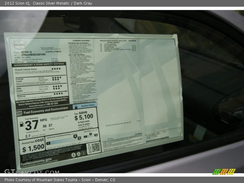 Classic Silver Metallic / Dark Gray 2012 Scion iQ