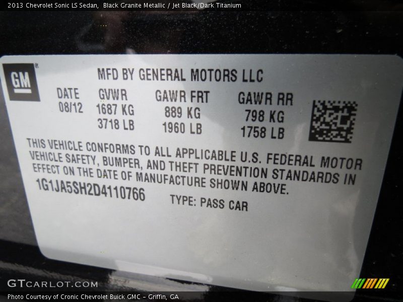 Black Granite Metallic / Jet Black/Dark Titanium 2013 Chevrolet Sonic LS Sedan