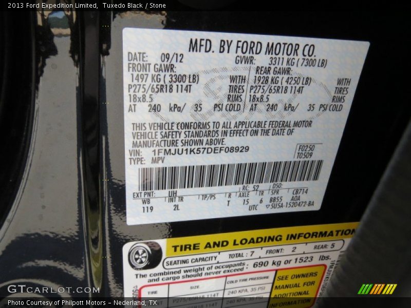 2013 Expedition Limited Tuxedo Black Color Code UH