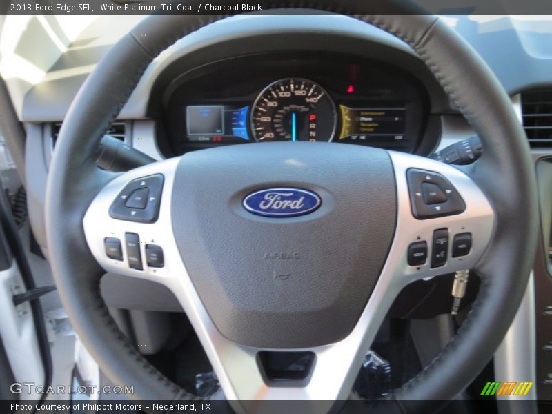 White Platinum Tri-Coat / Charcoal Black 2013 Ford Edge SEL