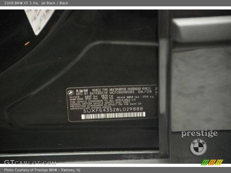 Jet Black / Black 2008 BMW X5 3.0si