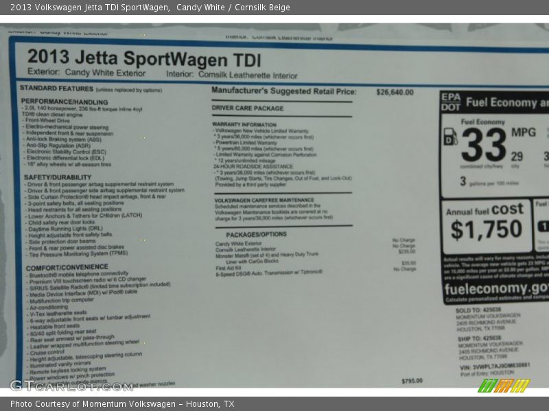 Candy White / Cornsilk Beige 2013 Volkswagen Jetta TDI SportWagen