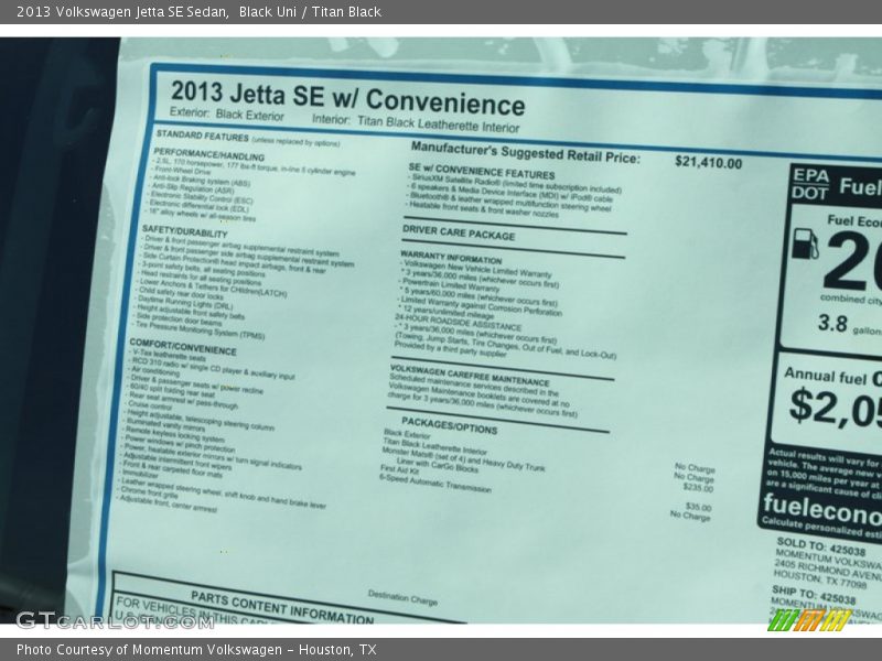 Black Uni / Titan Black 2013 Volkswagen Jetta SE Sedan