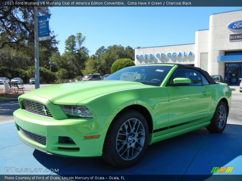 Gotta Have It Green / Charcoal Black 2013 Ford Mustang V6 Mustang Club of America Edition Convertible