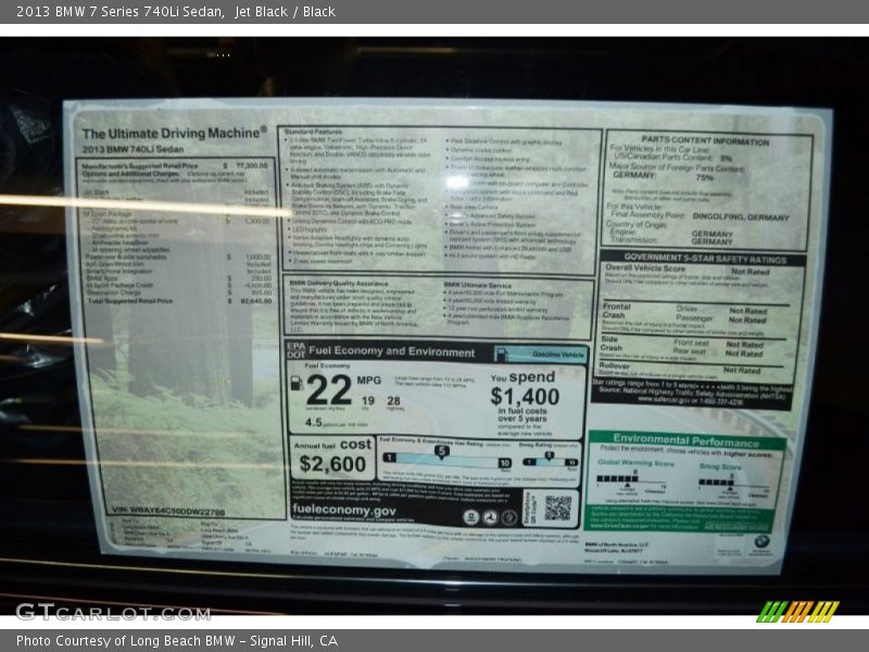 Jet Black / Black 2013 BMW 7 Series 740Li Sedan