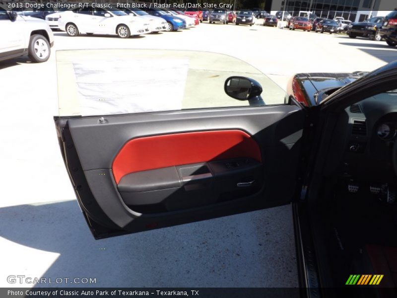 Pitch Black / Radar Red/Dark Slate Gray 2013 Dodge Challenger R/T Classic