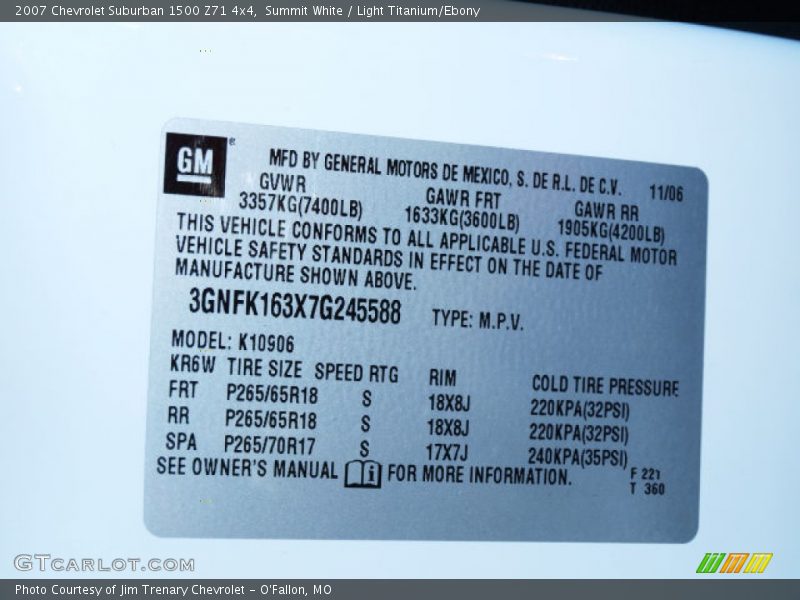Summit White / Light Titanium/Ebony 2007 Chevrolet Suburban 1500 Z71 4x4