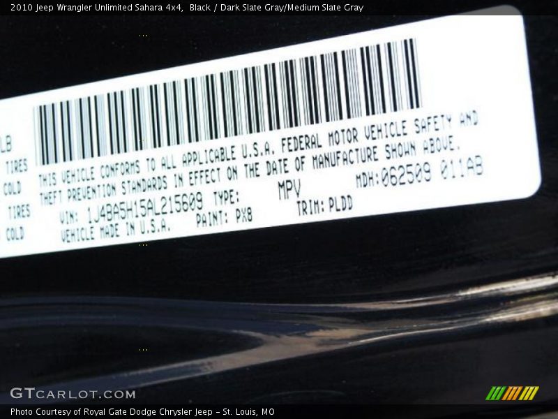 Black / Dark Slate Gray/Medium Slate Gray 2010 Jeep Wrangler Unlimited Sahara 4x4