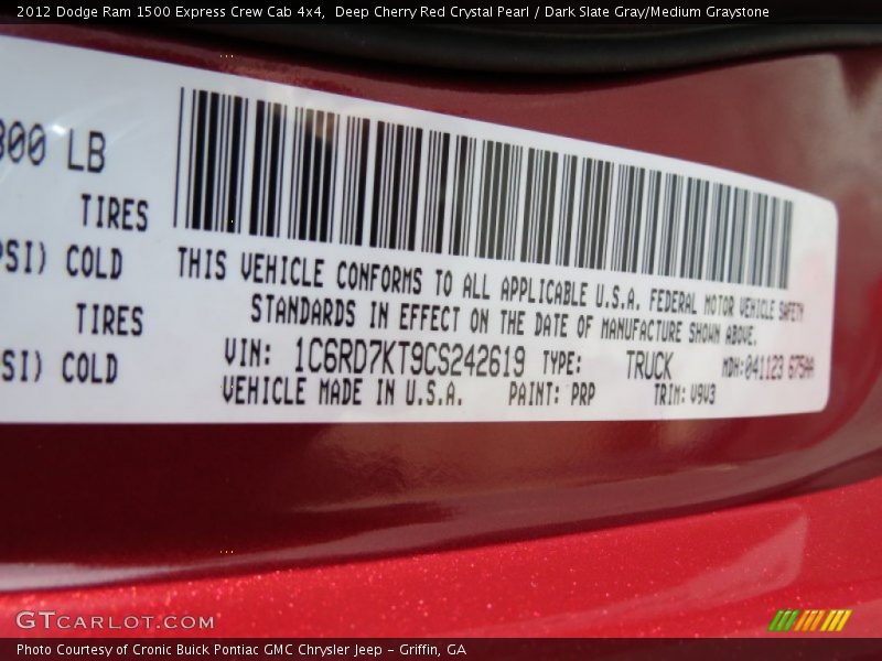 Deep Cherry Red Crystal Pearl / Dark Slate Gray/Medium Graystone 2012 Dodge Ram 1500 Express Crew Cab 4x4