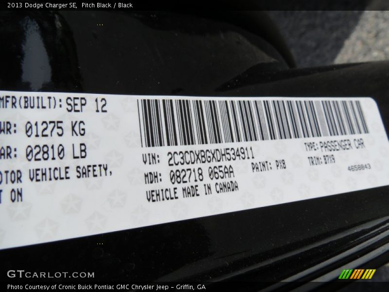 Pitch Black / Black 2013 Dodge Charger SE