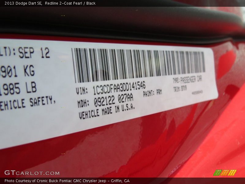Redline 2-Coat Pearl / Black 2013 Dodge Dart SE