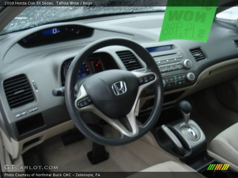 Taffeta White / Beige 2009 Honda Civic EX Sedan