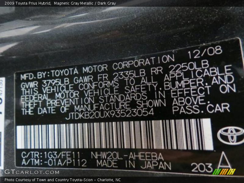 Magnetic Gray Metallic / Dark Gray 2009 Toyota Prius Hybrid
