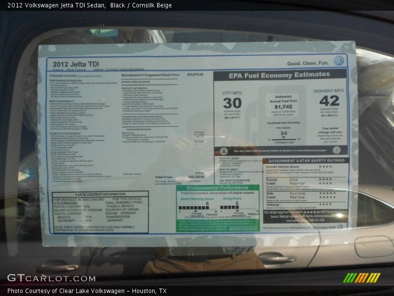 Black / Cornsilk Beige 2012 Volkswagen Jetta TDI Sedan