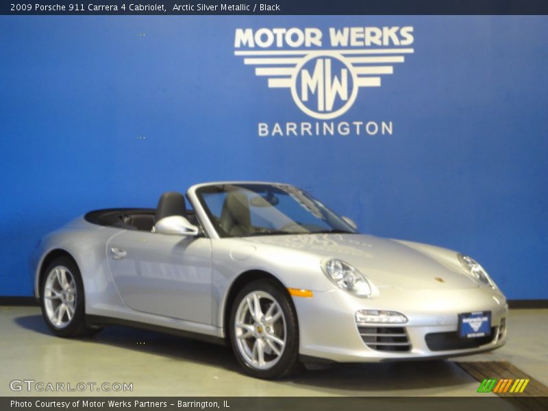 Arctic Silver Metallic / Black 2009 Porsche 911 Carrera 4 Cabriolet