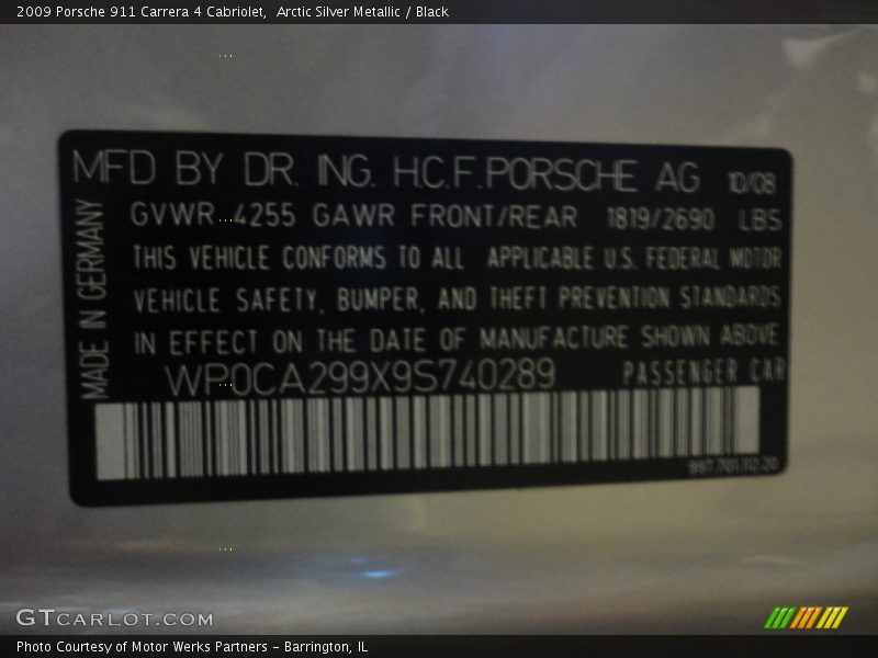 Arctic Silver Metallic / Black 2009 Porsche 911 Carrera 4 Cabriolet