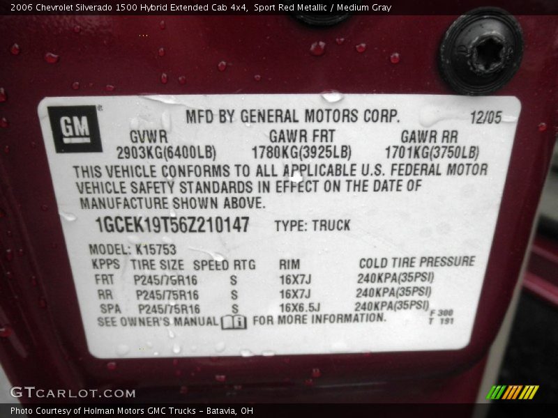 Sport Red Metallic / Medium Gray 2006 Chevrolet Silverado 1500 Hybrid Extended Cab 4x4