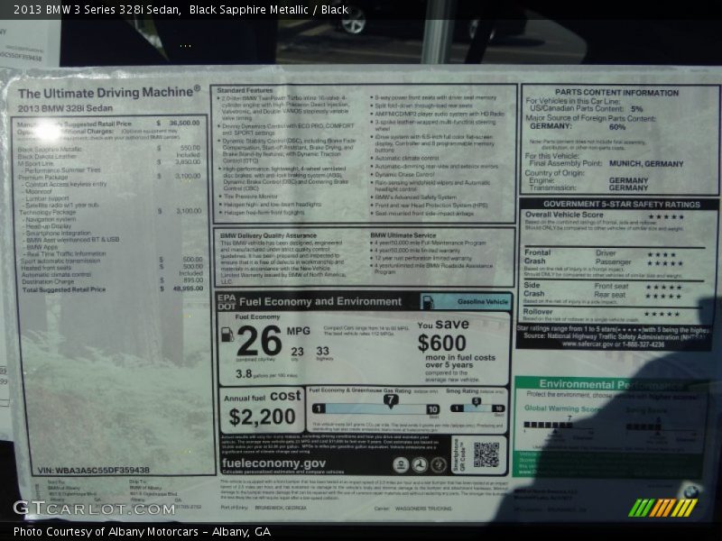 Black Sapphire Metallic / Black 2013 BMW 3 Series 328i Sedan