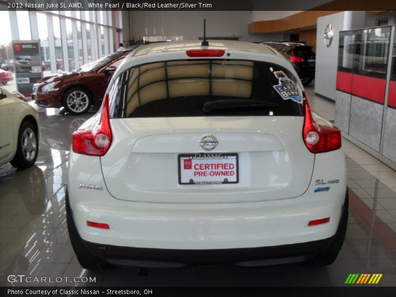 White Pearl / Black/Red Leather/Silver Trim 2012 Nissan Juke SL AWD