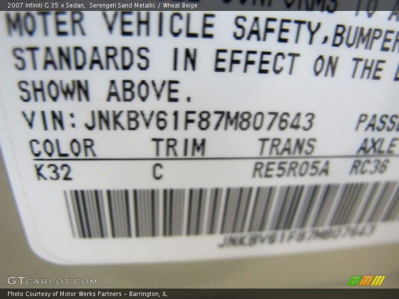 Serengeti Sand Metallic / Wheat Beige 2007 Infiniti G 35 x Sedan