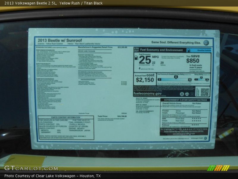 Yellow Rush / Titan Black 2013 Volkswagen Beetle 2.5L