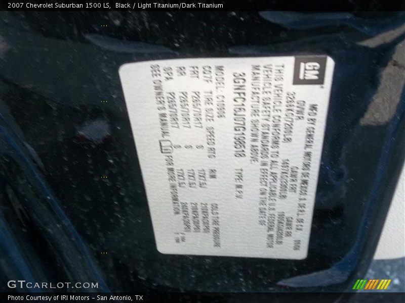 Black / Light Titanium/Dark Titanium 2007 Chevrolet Suburban 1500 LS