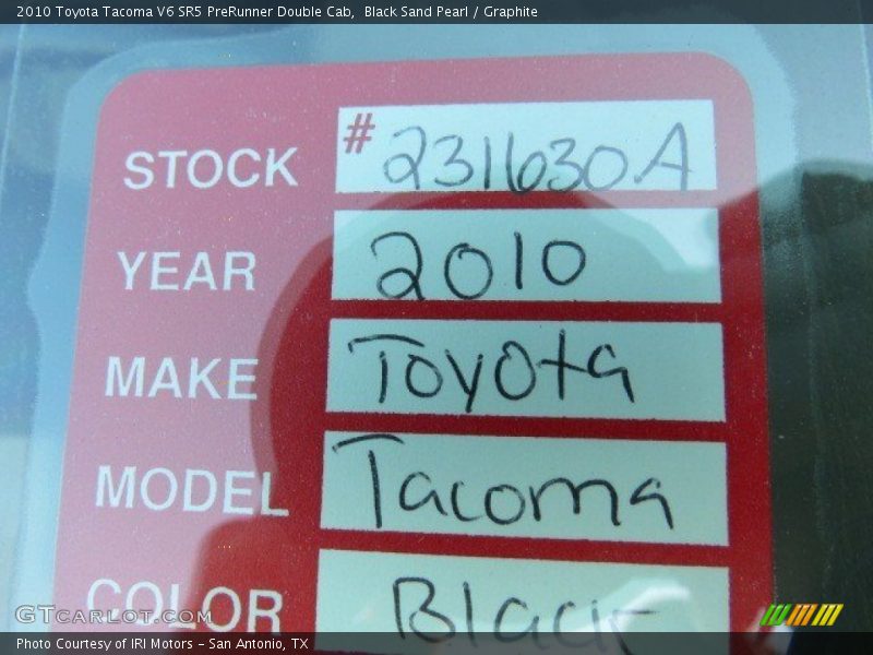 Black Sand Pearl / Graphite 2010 Toyota Tacoma V6 SR5 PreRunner Double Cab
