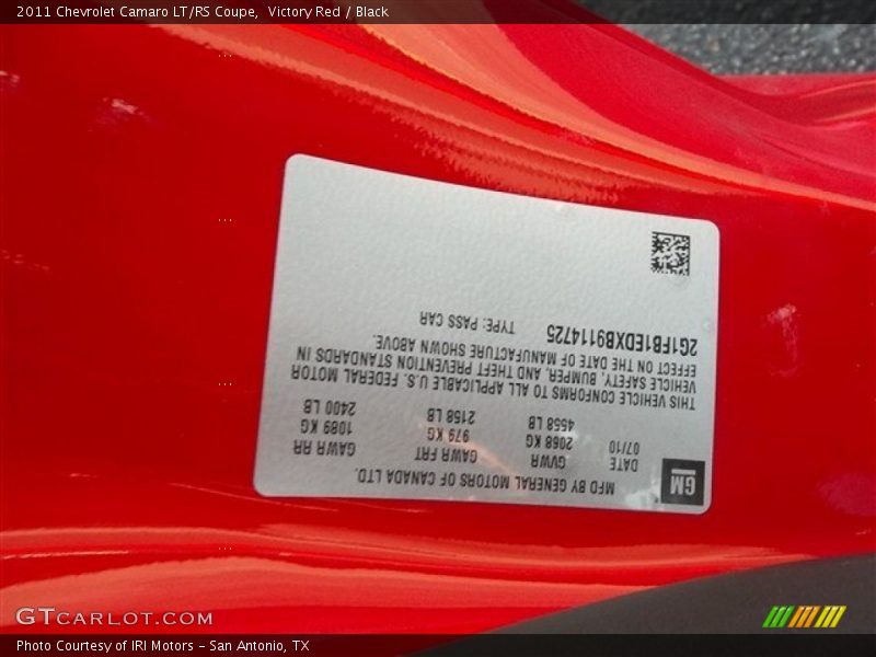 Victory Red / Black 2011 Chevrolet Camaro LT/RS Coupe