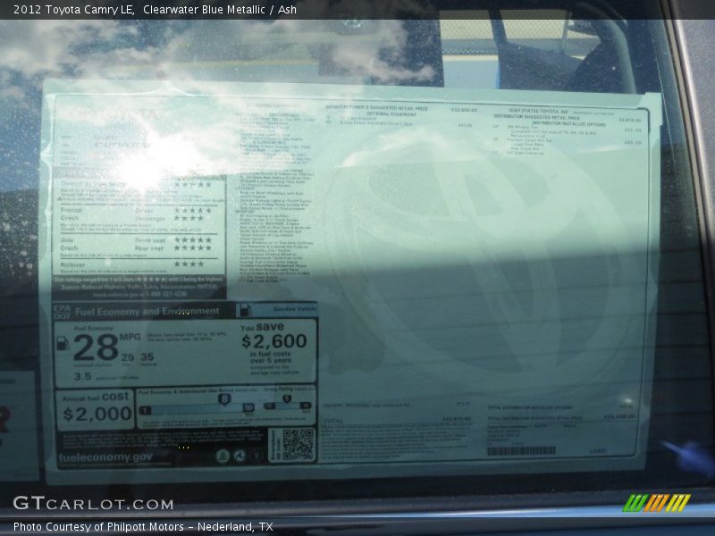 Clearwater Blue Metallic / Ash 2012 Toyota Camry LE
