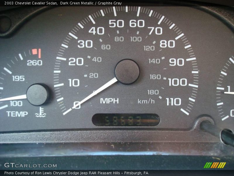 Dark Green Metallic / Graphite Gray 2003 Chevrolet Cavalier Sedan